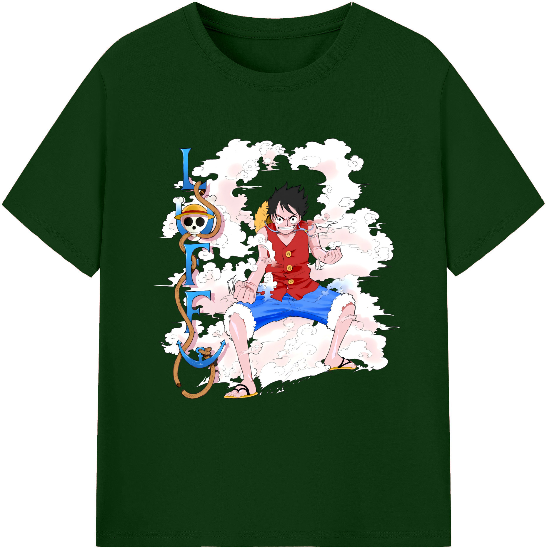ワンピース モンキー・D・ルフィ ONE PIECE Monkey D. Luffy 綿100％半袖Tシャツ（フロントプリント）